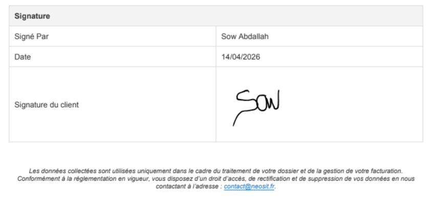 Rendu du PDF avec la signature intégrée